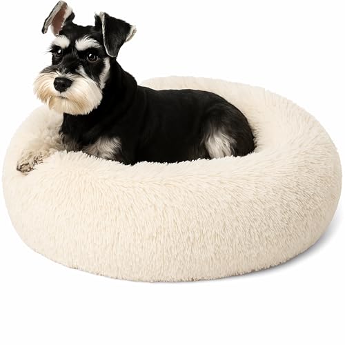Beruhigendes Donut-Katzenbett, flauschiges, rundes Plüsch-Hundebett, gemütlich, weich, waschbar, selbstwärmendes Haustierbett mit rutschfester Unterseite, Anti-Angst, Schlaf-Kuschelnest für kleine und Beruhigendes Donut-Katzenbett, flauschiges, rundes Plüsch-Hundebett, gemütlich, weich, waschbar, selbstwärmendes Haustierbett mit rutschfester Unterseite, Anti-Angst, Schlaf-Kuschelnest für kleine und von SEOUGEE