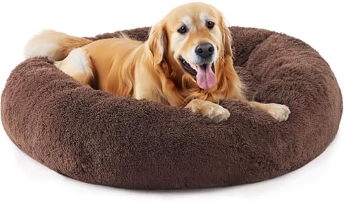 Beruhigendes Donut-Katzenbett, flauschiges, rundes Plüsch-Hundebett, gemütlich, weich, waschbar, selbstwärmendes Haustierbett mit rutschfester Unterseite, Anti-Angst, schlafendes Kuschelnest für Beruhigendes Donut-Katzenbett, flauschiges, rundes Plüsch-Hundebett, gemütlich, weich, waschbar, selbstwärmendes Haustierbett mit rutschfester Unterseite, Anti-Angst, schlafendes Kuschelnest für von SEOUGEE