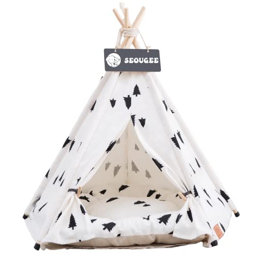 SEOUGEE Haustiere Tipi Zelt für Hunde und Katzen Waschbar und Abnehmbar Baumwolle Canvas Hundebett und Katzenhaus mit Kissen Indoor und Outdoor Pet Kennel und Spielhaus Tragbar und Stilvolles Tipi SEOUGEE Haustiere Tipi Zelt für Hunde und Katzen Waschbar und Abnehmbar Baumwolle Canvas Hundebett und Katzenhaus mit Kissen Indoor und Outdoor Pet Kennel und Spielhaus Tragbar und Stilvolles Tipi von SEOUGEE