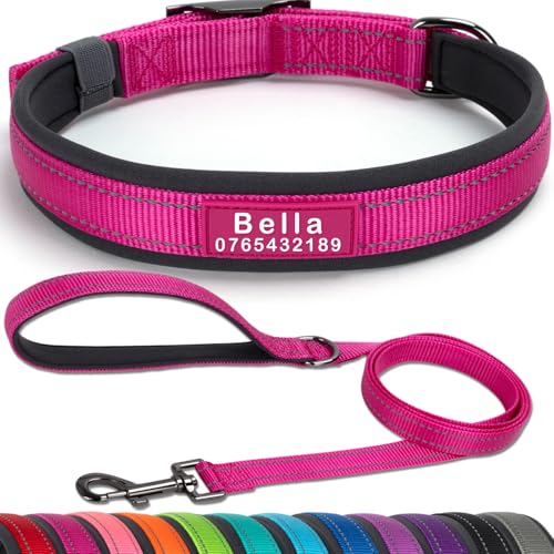 SEOUGEE Hundehalsband und Leine, personalisierbar, strapazierfähige Metallschnalle, ultrabreites, weiches Neopren, gepolstert, verstellbares, reflektierendes Hundehalsband für kleine, mittelgroße SEOUGEE Hundehalsband und Leine, personalisierbar, strapazierfähige Metallschnalle, ultrabreites, weiches Neopren, gepolstert, verstellbares, reflektierendes Hundehalsband für kleine, mittelgroße von SEOUGEE