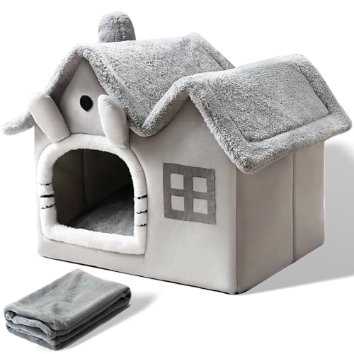 SEOUGEE Katzenhöhle Bett, Warmes Gemütliches Hundebett Indoor Mit Abnehmbarem Kissen, Bequemes Plüsch Haustier Katze Iglu, Waschbar Faltbare Katzenhäuser Mit Rutschfester Unterseite SEOUGEE Katzenhöhle Bett, Warmes Gemütliches Hundebett Indoor Mit Abnehmbarem Kissen, Bequemes Plüsch Haustier Katze Iglu, Waschbar Faltbare Katzenhäuser Mit Rutschfester Unterseite von SEOUGEE