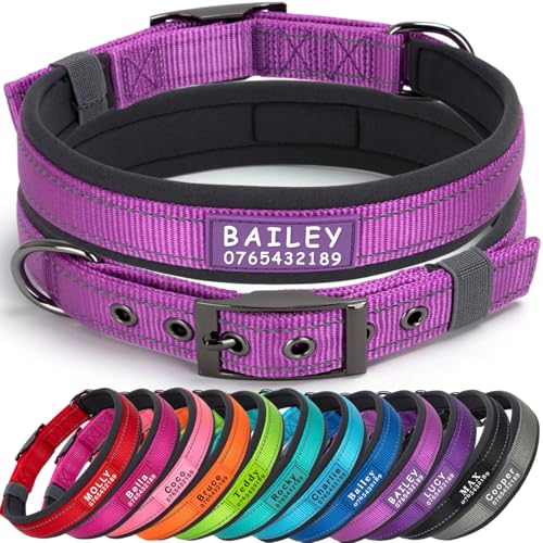 SEOUGEE Personalisiertes Hundehalsband mit Namen und Telefonnummer, strapazierfähige Metallschnalle, ultrabreites, weiches Neopren gepolstert, verstellbares, reflektierendes Hundehalsband für kleine SEOUGEE Personalisiertes Hundehalsband mit Namen und Telefonnummer, strapazierfähige Metallschnalle, ultrabreites, weiches Neopren gepolstert, verstellbares, reflektierendes Hundehalsband für kleine von SEOUGEE