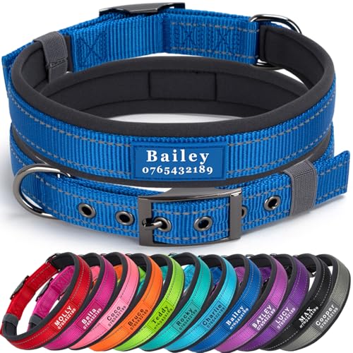 SEOUGEE Personalisiertes Hundehalsband mit Namen und Telefonnummer, strapazierfähige Metallschnalle, ultrabreites, weiches Neopren gepolstert, verstellbares, reflektierendes Hundehalsband für kleine SEOUGEE Personalisiertes Hundehalsband mit Namen und Telefonnummer, strapazierfähige Metallschnalle, ultrabreites, weiches Neopren gepolstert, verstellbares, reflektierendes Hundehalsband für kleine von SEOUGEE