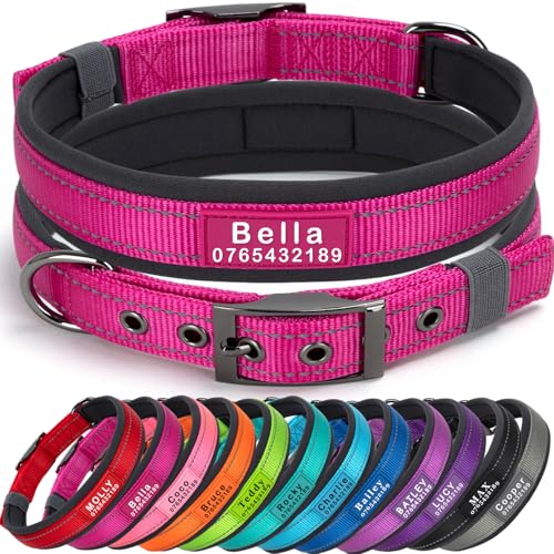 SEOUGEE Personalisiertes Hundehalsband mit Namen und Telefonnummer, strapazierfähige Metallschnalle, ultrabreites, weiches Neopren gepolstert, verstellbares, reflektierendes Hundehalsband für SEOUGEE Personalisiertes Hundehalsband mit Namen und Telefonnummer, strapazierfähige Metallschnalle, ultrabreites, weiches Neopren gepolstert, verstellbares, reflektierendes Hundehalsband für von SEOUGEE