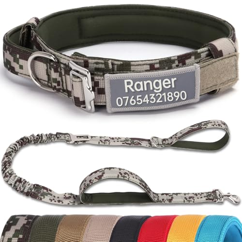 SEOUGEE Taktisches Hundehalsband, personalisierbar, mit Griff und Leine, weich gepolstert, mit individuellem reflektierendem Namensaufnäher, Haustierhalsbänder mit tragbarer Schnalle für kleine Hunde SEOUGEE Taktisches Hundehalsband, personalisierbar, mit Griff und Leine, weich gepolstert, mit individuellem reflektierendem Namensaufnäher, Haustierhalsbänder mit tragbarer Schnalle für kleine Hunde von SEOUGEE