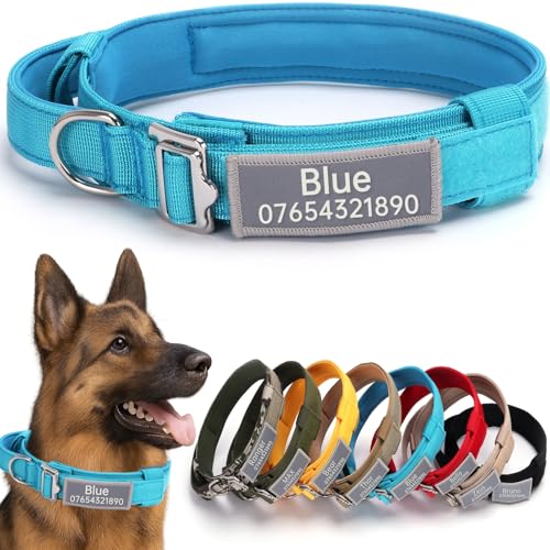 SEOUGEE Taktisches Hundehalsband, personalisierbar mit Griff, weich gepolsterte Hundehalsbänder mit benutzerdefiniertem reflektierendem Namensaufnäher, verstellbare Halsbänder mit tragbarer Schnalle SEOUGEE Taktisches Hundehalsband, personalisierbar mit Griff, weich gepolsterte Hundehalsbänder mit benutzerdefiniertem reflektierendem Namensaufnäher, verstellbare Halsbänder mit tragbarer Schnalle von SEOUGEE