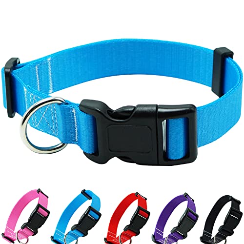 SEPXUFORE Blaues Hundehalsband, Nylon, klassisches verstellbares Hundehalsband, 5 Größen für Welpen, kleine, mittelgroße und große Hunde von SEPXUFORE