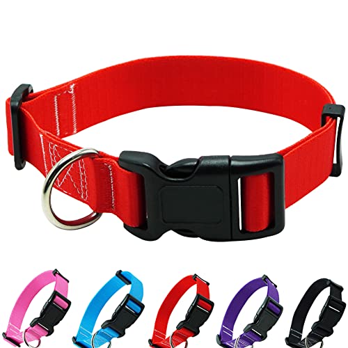 SEPXUFORE Rotes Hundehalsband, Nylon, klassisch, verstellbar, 5 Größen für Welpen, kleine, mittelgroße und große Hunde von SEPXUFORE