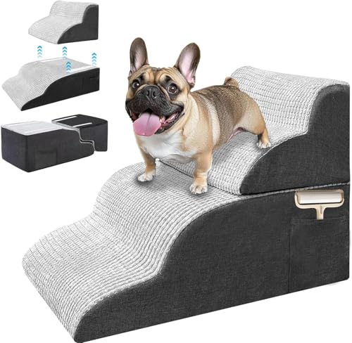 4 Stufen Hundetreppe für kleine Welpen und Katzen, Hundetreppe für Bett, Couch, Haustierrampe für hohe Betten, austauschbar, spleißbar, rutschfest, ausgewogen, gebogen, zum Klettern, Sitzen, Liegen, 4 Stufen Hundetreppe für kleine Welpen und Katzen, Hundetreppe für Bett, Couch, Haustierrampe für hohe Betten, austauschbar, spleißbar, rutschfest, ausgewogen, gebogen, zum Klettern, Sitzen, Liegen, von SERENEDWELLING