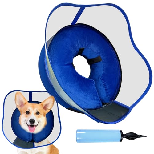 Aufblasbarer Hundekegel, weicher Hundekegel nach Operationen, für M M + L XL Hunde, mit abnehmbarem Anti Lecken Schild und Inflator, 2 in 1 verstellbare Alternative, blockiert nicht die Sicht, Blau Aufblasbarer Hundekegel, weicher Hundekegel nach Operationen, für M M + L XL Hunde, mit abnehmbarem Anti Lecken Schild und Inflator, 2 in 1 verstellbare Alternative, blockiert nicht die Sicht, Blau von SERENEDWELLING