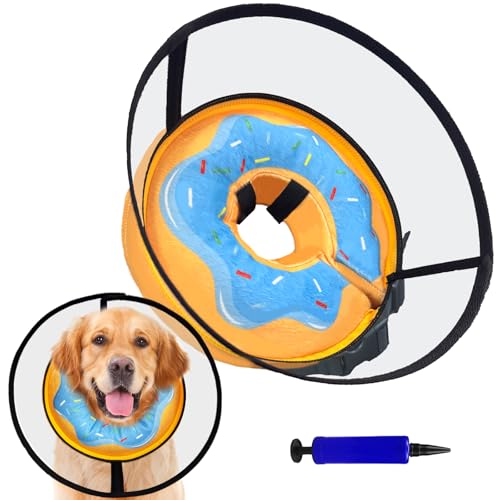 Aufblasbares Hundekegelhalsband, weicher Hundekegel nach Operationen, für M M + L XL Hunde, mit abnehmbarem Anti Lecken Schild und Inflator, 2 in 1 verstellbare Alternative, blockiert nicht die Sicht, Aufblasbares Hundekegelhalsband, weicher Hundekegel nach Operationen, für M M + L XL Hunde, mit abnehmbarem Anti Lecken Schild und Inflator, 2 in 1 verstellbare Alternative, blockiert nicht die Sicht, von SERENEDWELLING