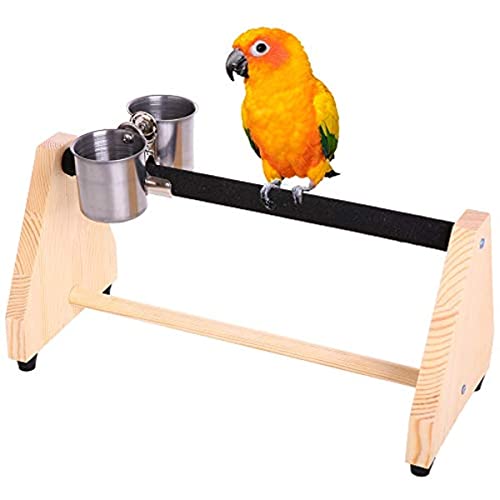 Papageien-Spiel-Holzständer, Vogelschleifstange, Tischplattform, Vogelkäfig, Ständer mit Futternapf, tragbarer Tisch-Spielständer für kleine Nymphensittiche, Sittiche Papageien-Spiel-Holzständer, Vogelschleifstange, Tischplattform, Vogelkäfig, Ständer mit Futternapf, tragbarer Tisch-Spielständer für kleine Nymphensittiche, Sittiche von SERPEN