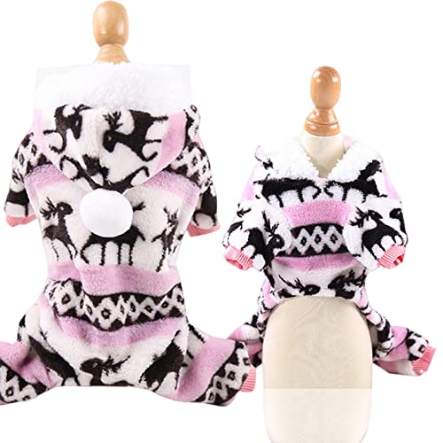 SERUMY Hundebekleidung Haustier Hund Pyjama Kleidung Weiches Warm Fleece Hunde Jumpsuits Kleidung Für Kleine Hunde Welpen Katzen Chihuahua Yorkshire Kostüm - Rosa, L 3,5-4,5 kg von SERUMY
