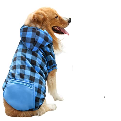 SERUMY Hundekleidung Hunde-Wintermantel Haustierjacke Plaid Wendeweste Kaltwetter Hundekleidung Haustierkleidung für kleine, mittelgroße und große Hunde - Blau kariert, 4XL (für 14–25 kg) von SERUMY