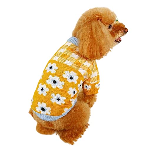 SERUMY Hundekleidung Warme Hundekleidung Welpenjacke Mantel Katzenkleidung Hundepullover Winter Hundemantel Kleidung für kleine Hunde Chihuahua Kostüm Mantel - 5-Orange Blume, M von SERUMY