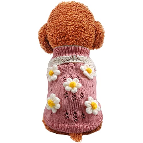 SERUMY Hundekleidung warme Hundekleidung Welpenjacke Mantel Katze Kleidung Hundepullover Winter Hundemantel Kleidung für kleine Hunde Chihuahua Kostüm Mantel-9-rosa Blume, L von SERUMY