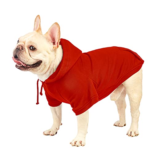 Basic Dog Hoodie Haustier Kleidung Pullover mit Mütze, Casual Sport Hoodie Sweatshirt für mittelgroße große Hunde (Pet Hoodie rot, groß) von SETSBO