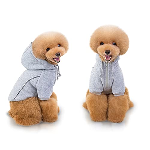 Basic Hunde-Kapuzenpullover mit Hut, einfarbig, lässiger Sport-Kapuzenpullover für kleine, mittelgroße Hunde (XXL, graue Hoodies) von SETSBO