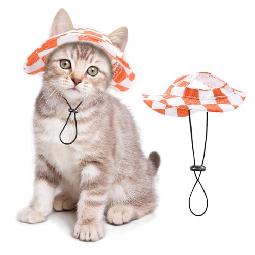 Haustierhut für Katzen/Hunde mit Ohrlöchern, Sonnenschutz, verstellbare Schnur, Baseballkappe für kleine und mittelgroße Katzen/Hunde, Outdoor-Party, Kostüm, Dekoration (Orange und Weiß, Größe S) Haustierhut für Katzen/Hunde mit Ohrlöchern, Sonnenschutz, verstellbare Schnur, Baseballkappe für kleine und mittelgroße Katzen/Hunde, Outdoor-Party, Kostüm, Dekoration (Orange und Weiß, Größe S) von SETSBO