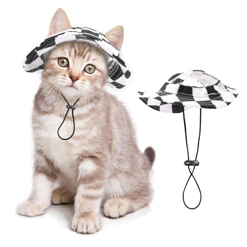 Haustierhut für Katzen/Hunde mit Ohrlöchern, Sonnenschutz, verstellbare Schnur, Baseballkappe für kleine und mittelgroße Katzen/Hunde, Outdoor-Party, Kostüm, Dekoration (Schwarz und Weiß, Größe S) Haustierhut für Katzen/Hunde mit Ohrlöchern, Sonnenschutz, verstellbare Schnur, Baseballkappe für kleine und mittelgroße Katzen/Hunde, Outdoor-Party, Kostüm, Dekoration (Schwarz und Weiß, Größe S) von SETSBO
