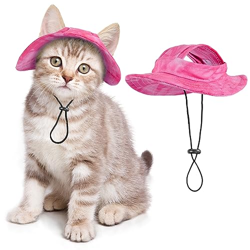 Katzen-/Hundehut nur für Katzen mit verstellbarer Schnur Haustierhut kleines Haustier für kleine und mittelgroße Katzen Geburtstagsparty Kostüm Dekoration (Medium, Rose) von SETSBO