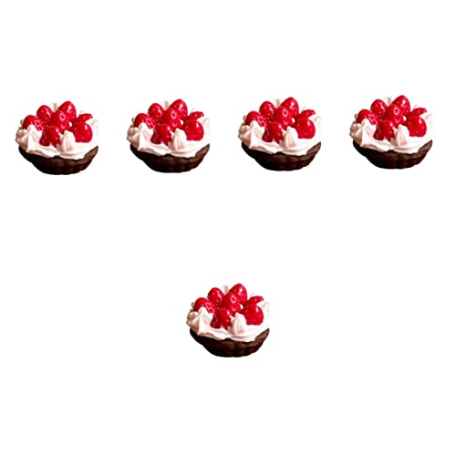 SEWACC 5st Mini-erdbeerkuchen Küche Kochspiel Spielzeug Vorgeben Kuchen Lebensmittel Modell Miniküche Kuchen Spielzeug Mini-Essen Mini-Lebensmittel Miniforce-spielzeuge Harz Miniatur von SEWACC
