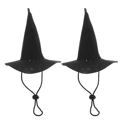SEWACC Halloween-Haustierhut, schwarzer Polyester-Hexenhut für Katzen und Hunde, Haustier-Kopfschmuck für Halloween-Dekoration, Größe M, 2 Stück SEWACC Halloween-Haustierhut, schwarzer Polyester-Hexenhut für Katzen und Hunde, Haustier-Kopfschmuck für Halloween-Dekoration, Größe M, 2 Stück von SEWACC