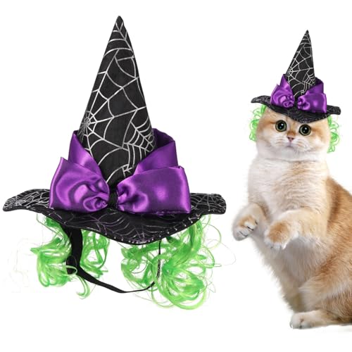 SEWACC Halloween-Hexenhut für Haustiere, Katzen, Hunde, Welpen, schwarzes Polyester, 19 cm, Cosplay-Dekoration für Halloween-Party SEWACC Halloween-Hexenhut für Haustiere, Katzen, Hunde, Welpen, schwarzes Polyester, 19 cm, Cosplay-Dekoration für Halloween-Party von SEWACC
