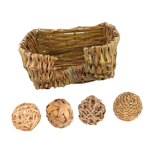 SEWOART 1satz Faltbare Strohnester Für Kleine Haustiere Dekoratives Versteck Für Hamster Meerschweinchen Und Chinchillas Schlafmatte Und Spielbällen Handgefertigt Natürlichem Material von SEWOART