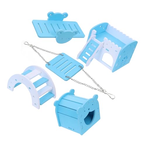 SEWOART Spielzeugset Für Hamster Mit Holz-Nest Kletterleiter Und Wippe Für Käfig Schlafhaus Und Spielgerät Für Kleintiere von SEWOART