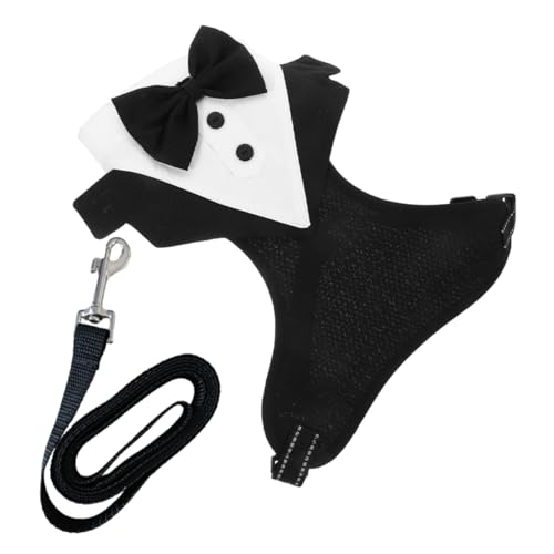 SEWOART 1 Satz Haustier-Westenkleid hundeanzug Hundeartikel hundebekleidung Hundepartyanzug Hundekleidung für besondere Anlässe Smokingkragen mit Katze Fliegen für Hunde Polyester Black von SEWOART