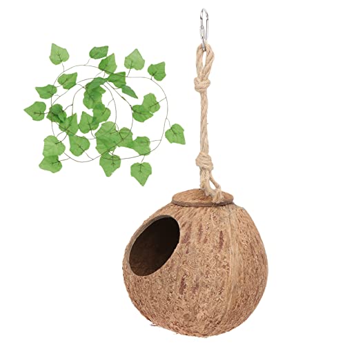 SEWOART 1 Satz Nestreben-Set aus Kokosnussschale Kokoshaut für Reptilien Calming Pets pet Supplies Kokowäah Hamster zubehör Reptilien Schlafversorgung Eidechsenhütte Hanfseil Green von SEWOART