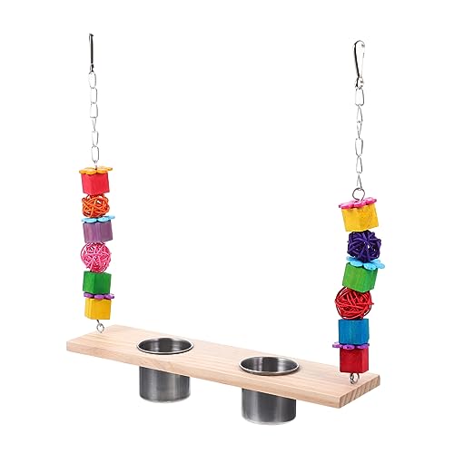 SEWOART 1 Satz Papageienschaukel Futter Für Vogelkäfige Vogelkäfigständer Vogelspielzeug Papageien-Feeder-schaukelspielzeug Taube Papageienbarsch Krähe Vogelperchstand Swing Holz Colorful von SEWOART
