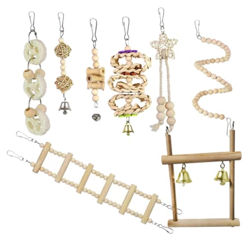 SEWOART 1 Satz Vogelkäfig Schaukel Sittiche Kauen Spielzeug Holz Vogel Zug Leiter Vogelkäfig Gleichgewichtsspielzeug Vogelspielzeug Für Sittiche von SEWOART