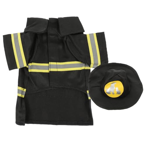 SEWOART Feuerwehruniform Für Hund Kostüm Und Mantel Geeignet Für Welpen Und Katzen Größe S Schwarz von SEWOART