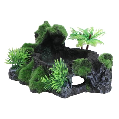 SEWOART 1 Stück Beflockung Stump Turtle Pot Futternapf für Reptilien Fressbecken für Haustiere Reptilien wasserschale Reptilien zubehör Heimtierbedarf Futternapf für Schildkröten Harz von SEWOART