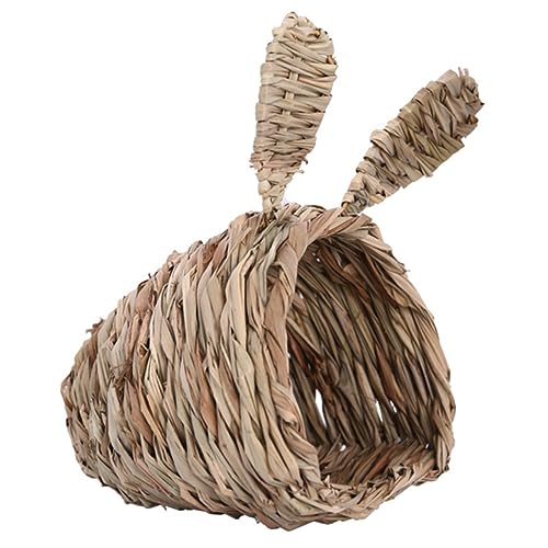 SEWOART 1 Stück Grasnest für Haustiere Seegras-Versteck Hundebett gewebtes Spielbett Stoff Fell Heu Hamster hamsterspielzeug Haustiernest Meerschweinchen-Nest Hibiskus Khaki von SEWOART