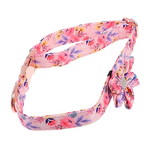 SEWOART 1 Stück Haustierhalsband Hallo Verstellbarer Hals für Hunde klein Schnalle Gewebte Partybevorzugung für Haustier Blumenhalsband für Haustiere Reine Baumwolle Rosa von SEWOART
