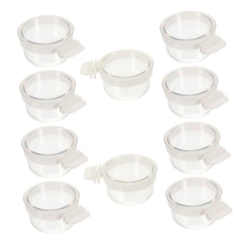 SEWOART 10 Stück Teiliges Acryl Vogel Futter und Wassernapf Abnehmbar Spülmaschinenfest Sicherer Halter für Papageien Wellensittiche und Vogelkäfige Praktisch zum Einhängen und Reinigen von SEWOART