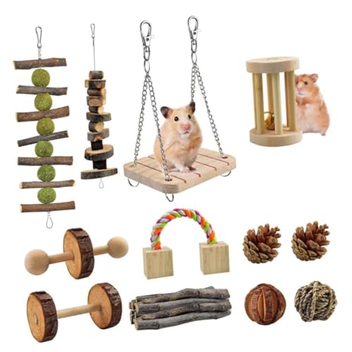 SEWOART 12-teiliges Holzspielzeug Für Kleintiere Kaninchenspielzeug Hamsterleiter-Spielzeug Praktisch Und Sicher Für Haustiere von SEWOART
