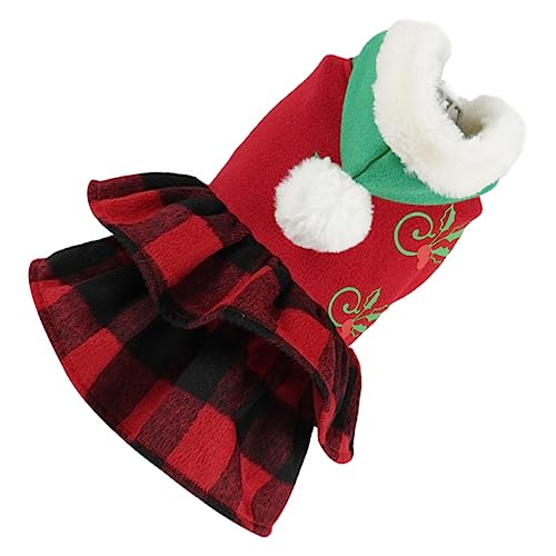 SEWOART Welpenkostüme 1Stk Haustier-Hund-Weihnachts-Verwandlungskostüm Weihnachten hundekleidung Santa Weihnachtshunderock Kleider Hundekostüm Weihnachtskleidung für Hunde Perlmutt rot von SEWOART