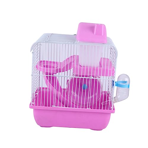 SEWOART 1stück Doppelstöckiger Hamsterkäfig Aus Für Kleine Haustiere Tragbares Chinchilla-Haus Hellrosa Mit Laufrad Und Auslaufsicherem Wasserbehälter von SEWOART