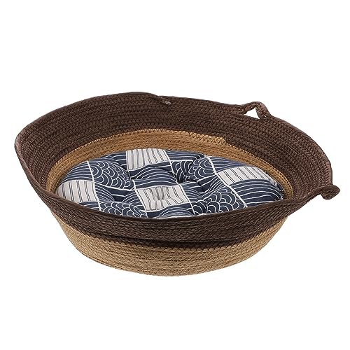 SEWOART 1Stück Rattan Katzenbett Für Angenehmes Haustier Nest Halboffenes Design Für Komfortables Schlafen Für Drinnen Und Draußen Abnehmbarem SEWOART 1Stück Rattan Katzenbett Für Angenehmes Haustier Nest Halboffenes Design Für Komfortables Schlafen Für Drinnen Und Draußen Abnehmbarem von SEWOART