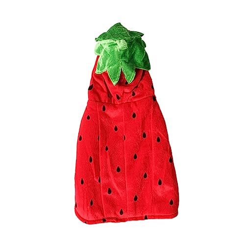 SEWOART 1Stk Kleidung für Haustiere süßes Haustierkostüm Hund Erdbeerdekor roter Kapuzenpullover Haustier-Cosplay-Kostüm Welpen-Erdbeer-Kostüm Obst Jacke mit Hut Mantel von SEWOART