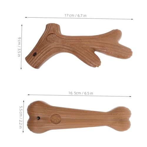 SEWOART 2 STÜCK Teiliges Hundekauspielzeug aus Holz für Welpen und Kleine Hunde Natürliche Langlebige Kauknochen zur Zahnpflege Plaqueentfernung und Frischem für Beißtraining und von SEWOART