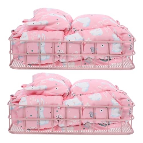 SEWOART Hängematte für Haustierkäfig 2 Hamsterbett-Sets mit Metallrahmen atmungsaktivem Netzgewebe und rosa Häschen-Design für gemütlichen Schlaf von SEWOART