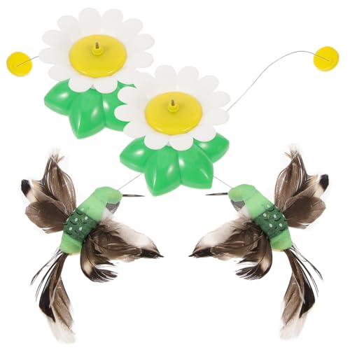 SEWOART 2 Stück Elektrisches Katzenspielzeug Interaktiver Teaser mit Kreativem Schmetterlingsdesign Zufälliger Hummingbird Stil Batterie für Indoor Katzenbeschäftigung von SEWOART