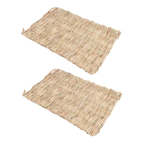 SEWOART 2 Stück Hamster Strohmatte meerschweinchen unterlage Meerschweinchen-Matte Kleintier-Schlafunterlage Wurf Hängematte Welpe Haustierbedarf Hamsterbedarf Maisblätter Beige von SEWOART
