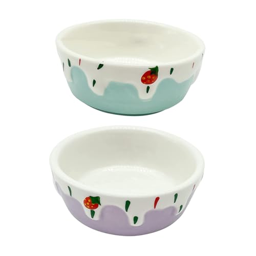 SEWOART 2stücke Keramik Futter Und Wassernapf Für Kleintiere Kompakte Schalen Für Hamster Kaninchen Und Katzen Platzsparendes Design Und Blau Für Fütterung Von Kleinen Haustieren von SEWOART