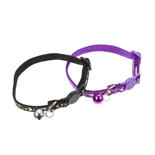 SEWOART 2 Stück Haustierhalsband Verstellbare Haustierhalskette Katzenhalsband Mit Glocke Beruhigend Für Geführte Katze Cartoon-Haustier- Led Einstellbar Reflektierend Stoff von SEWOART